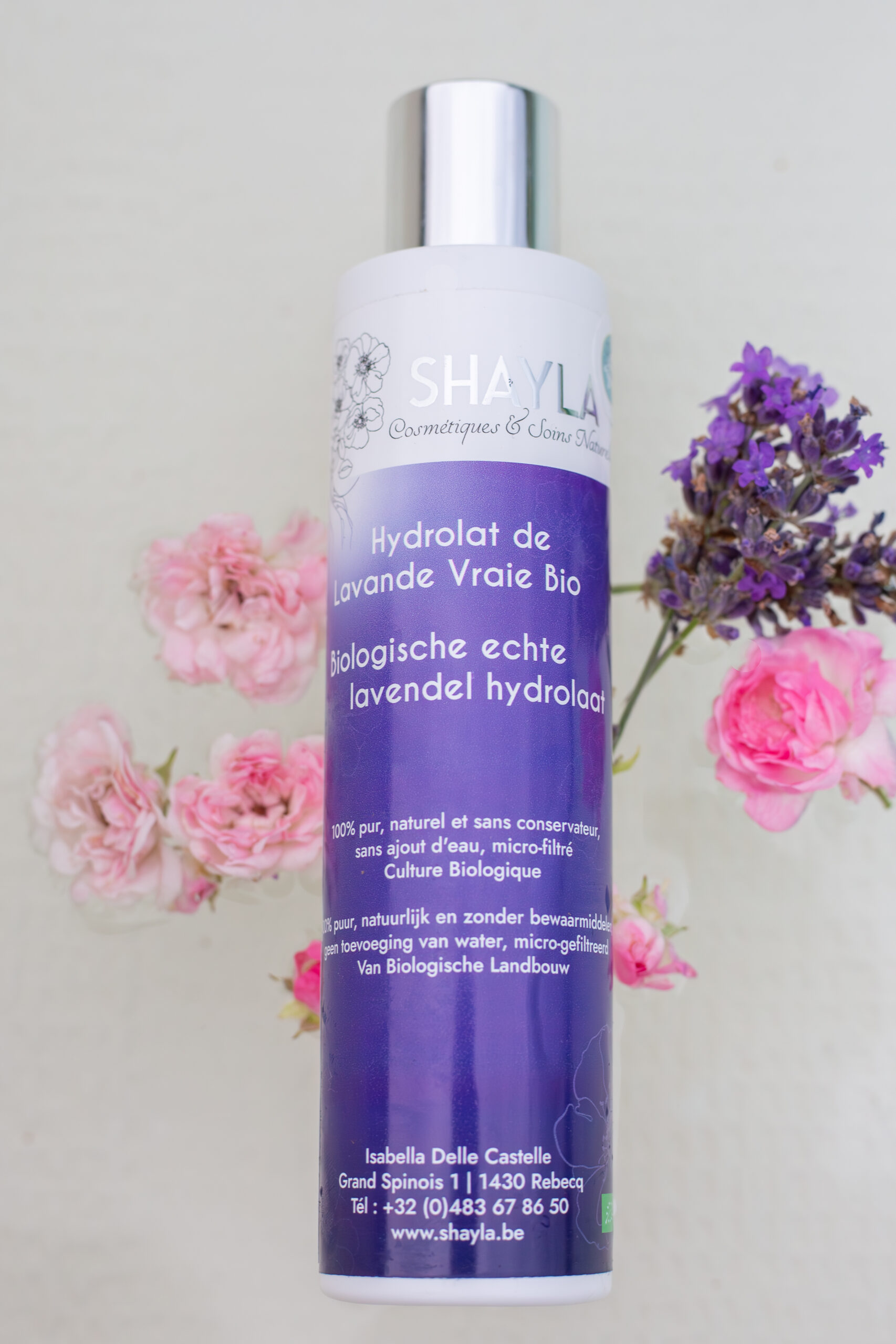 cosmetiques naturels - routine visage - hydrolat lavande vraie bio - soins naturels Shayla - made in belgium - fabriqué en belgique-Fondatrice - Isabella Delle CASTELLE _ LABO SHAYLA.