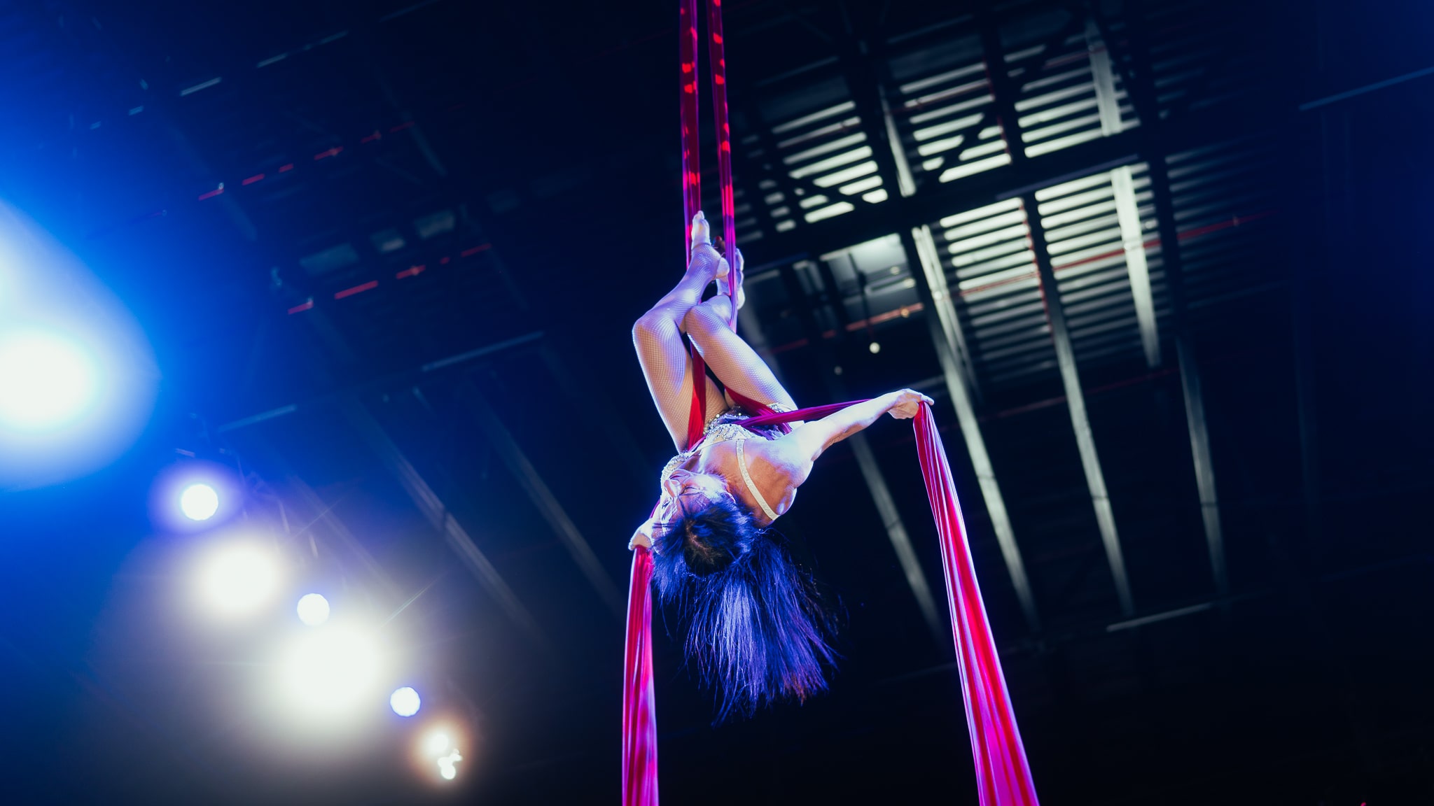 Isabella Delle Castelle au tissu aérien rouge — Tournai Expo